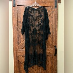 Black lace long kimono
